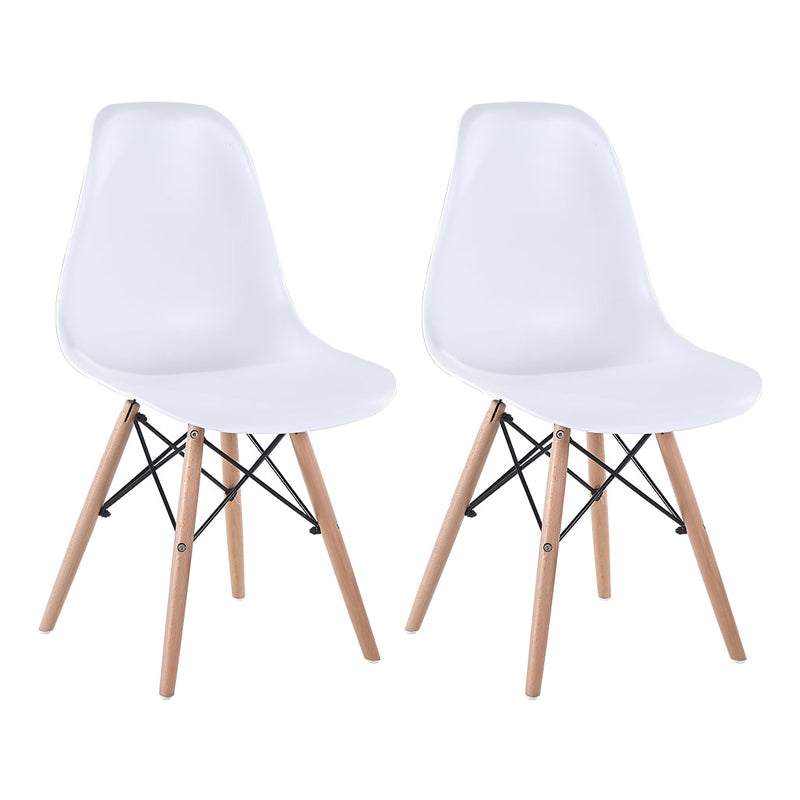 Modern Style Dining Room Chairs Plastic Armless Chair with Wooden Legs