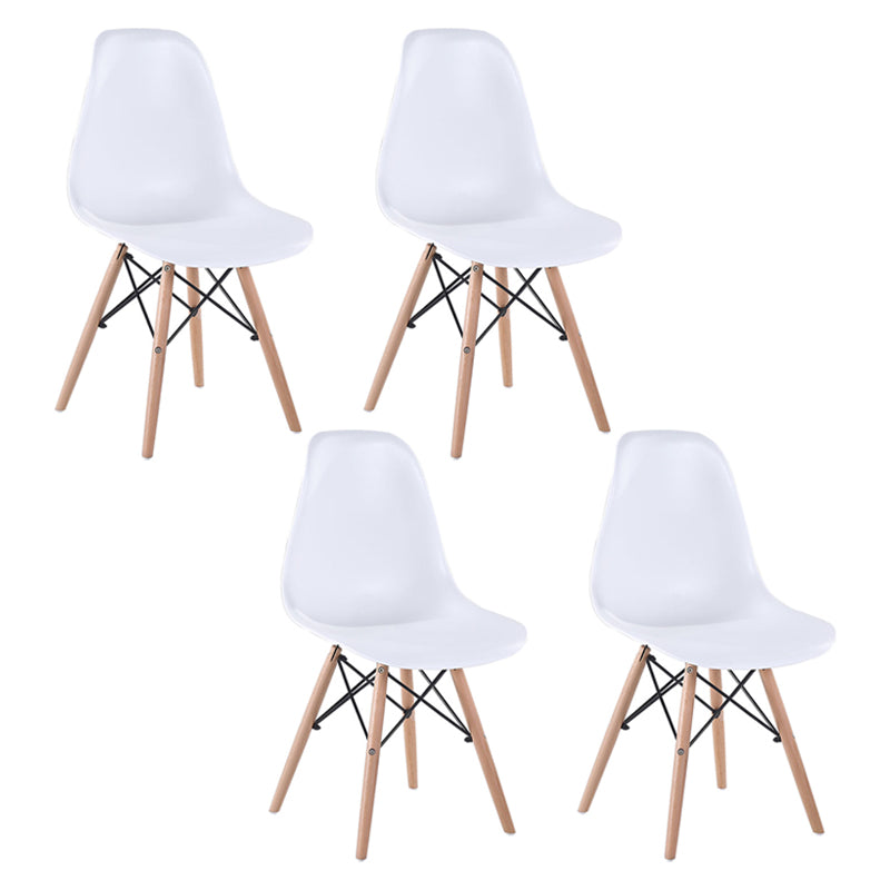 Modern Style Dining Room Chairs Plastic Armless Chair with Wooden Legs