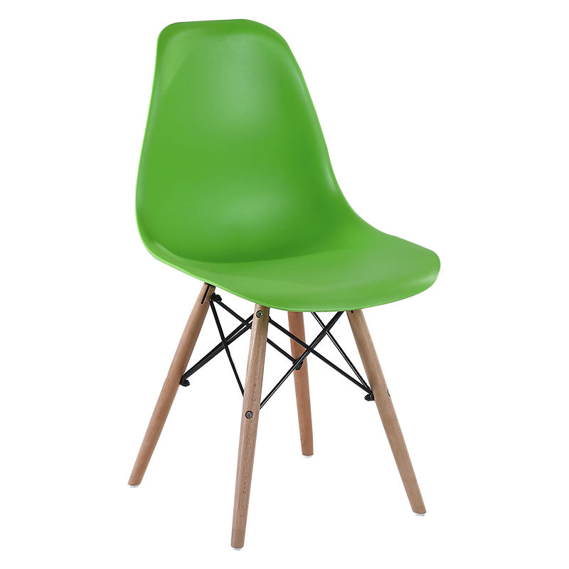 Modern Style Dining Room Chairs Plastic Armless Chair with Wooden Legs