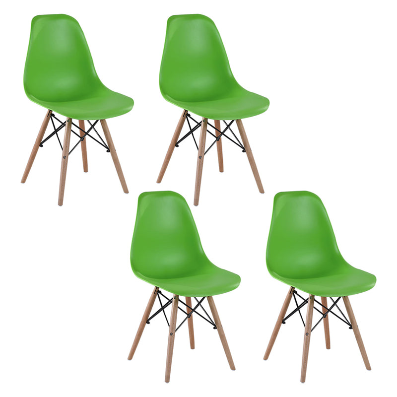 Modern Style Dining Room Chairs Plastic Armless Chair with Wooden Legs