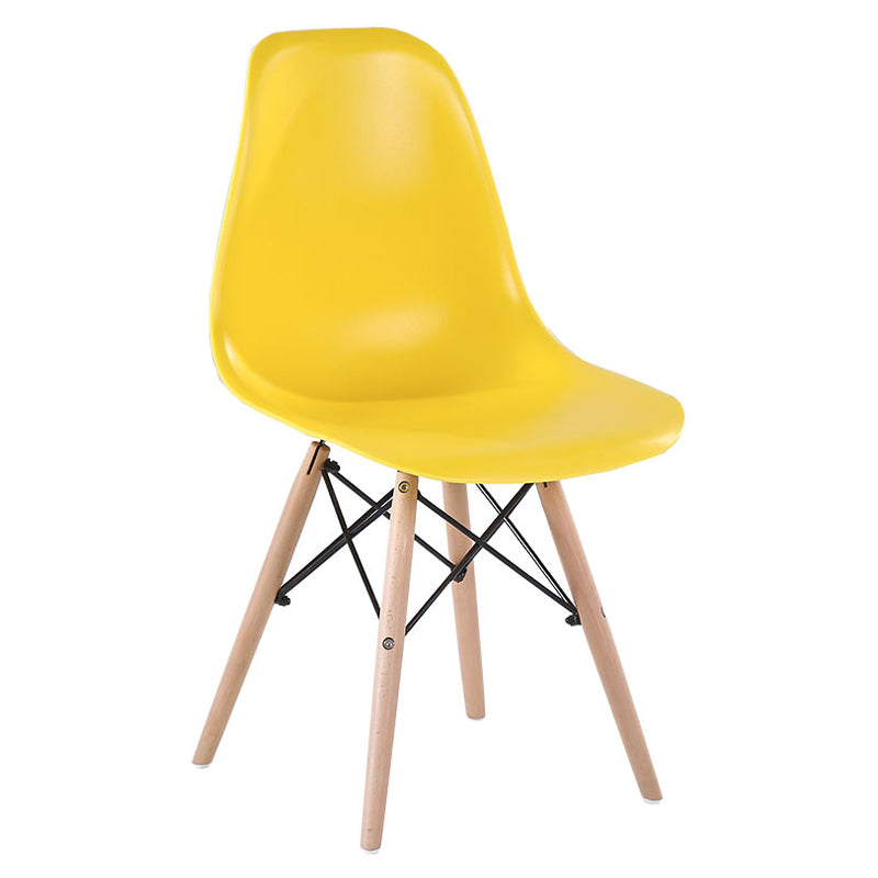 Modern Style Dining Room Chairs Plastic Armless Chair with Wooden Legs