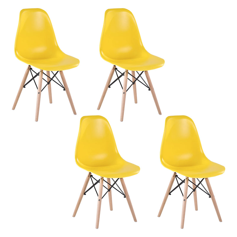 Modern Style Dining Room Chairs Plastic Armless Chair with Wooden Legs