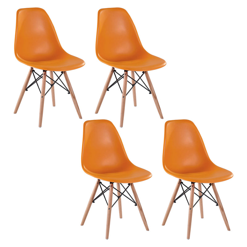 Modern Style Dining Room Chairs Plastic Armless Chair with Wooden Legs