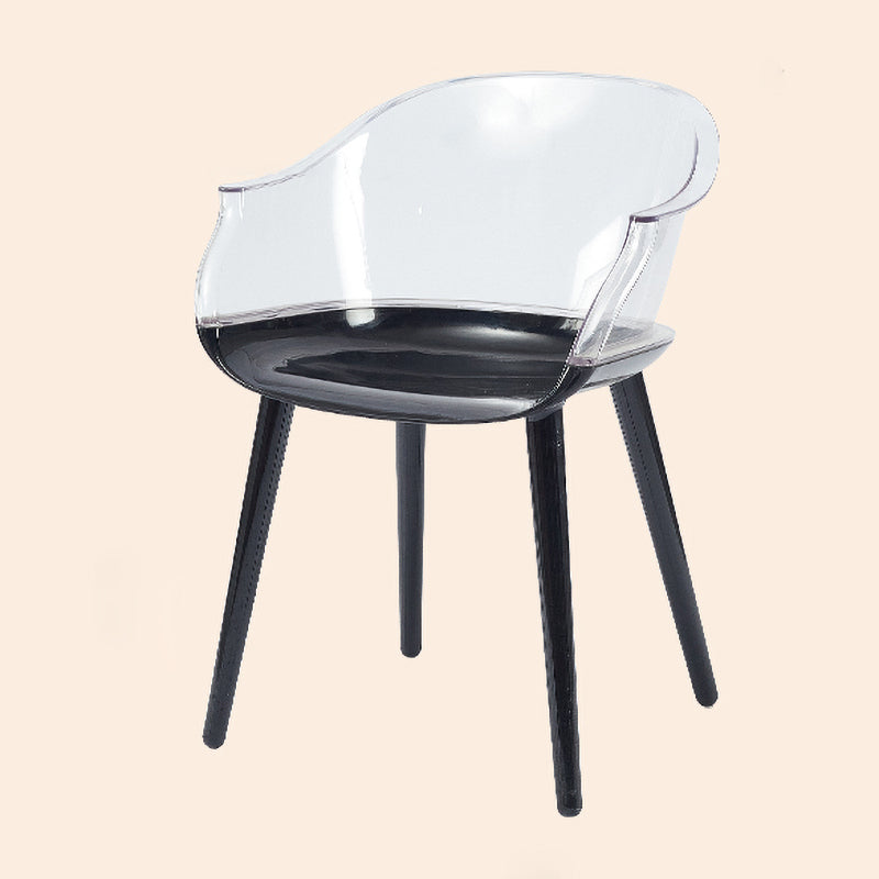 Glam Style Plastic Chair Solid Back Arm Dining Room Kitchen Chairs Set