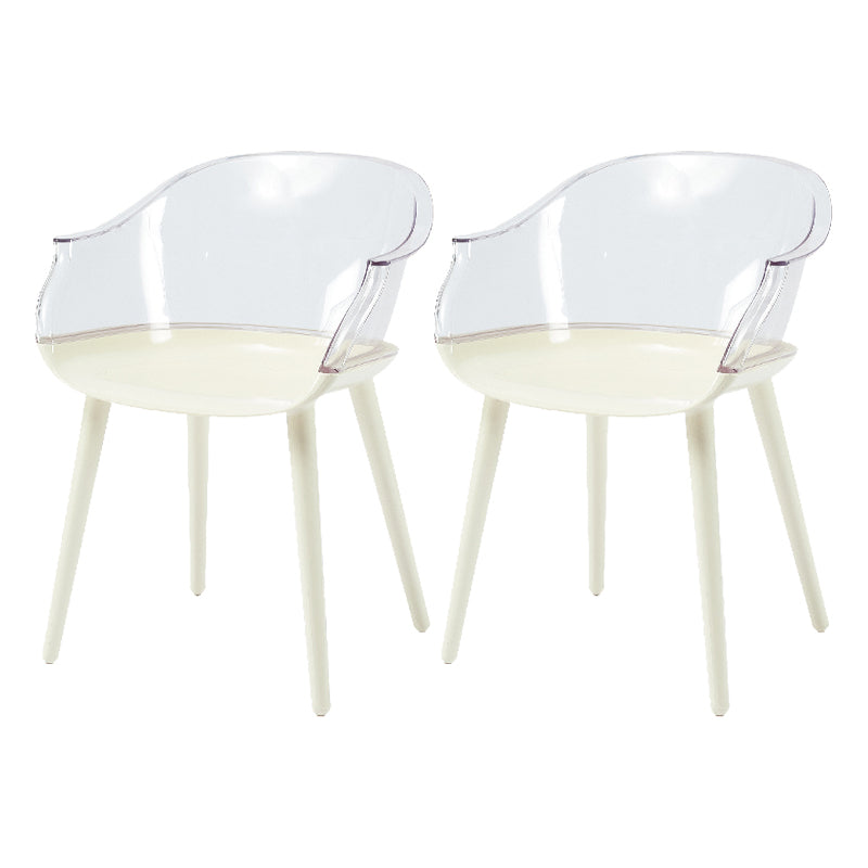 Glam Style Plastic Chair Solid Back Arm Dining Room Kitchen Chairs Set