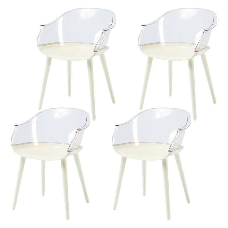 Glam Style Plastic Chair Solid Back Arm Dining Room Kitchen Chairs Set