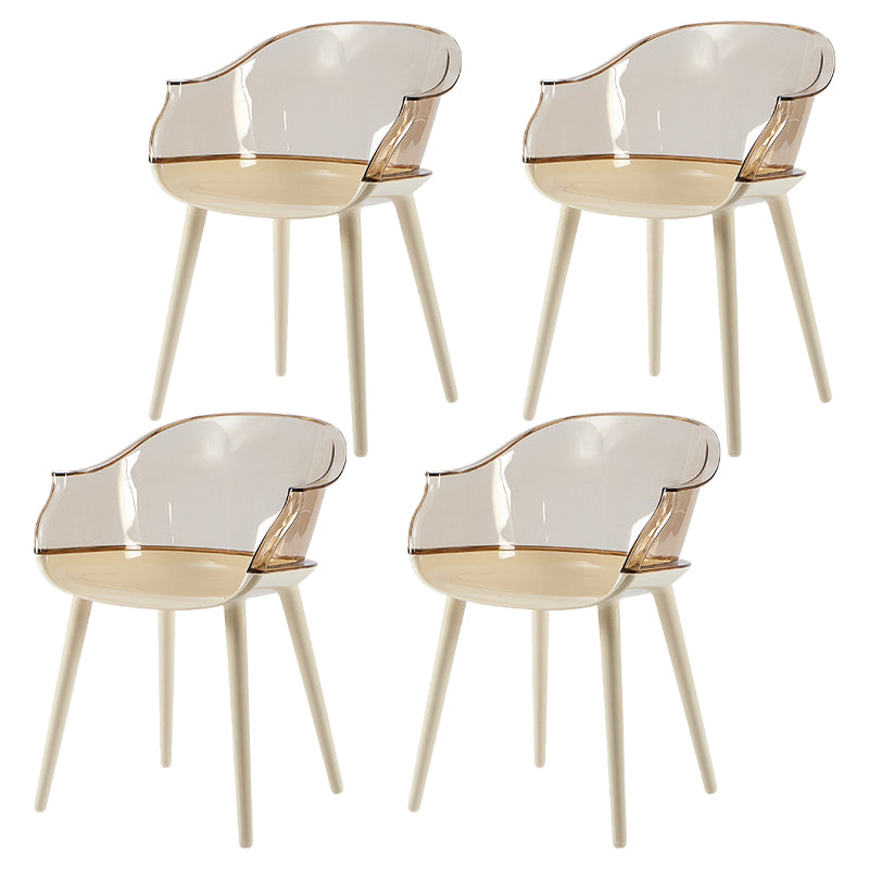 Glam Style Plastic Chair Solid Back Arm Dining Room Kitchen Chairs Set