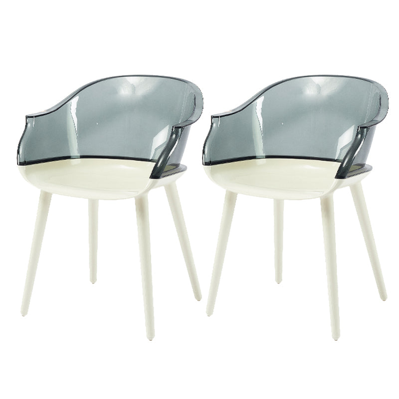 Glam Style Plastic Chair Solid Back Arm Dining Room Kitchen Chairs Set