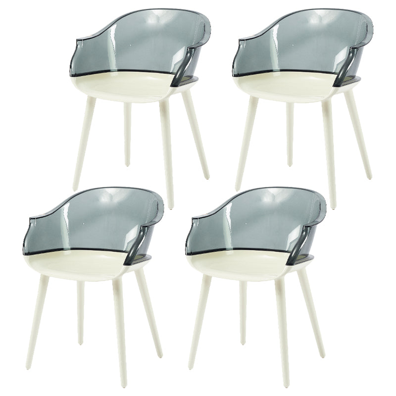 Glam Style Plastic Chair Solid Back Arm Dining Room Kitchen Chairs Set