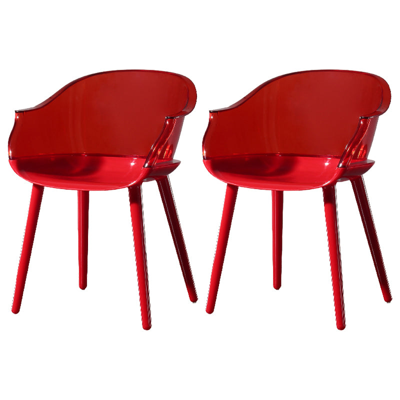 Glam Style Plastic Chair Solid Back Arm Dining Room Kitchen Chairs Set