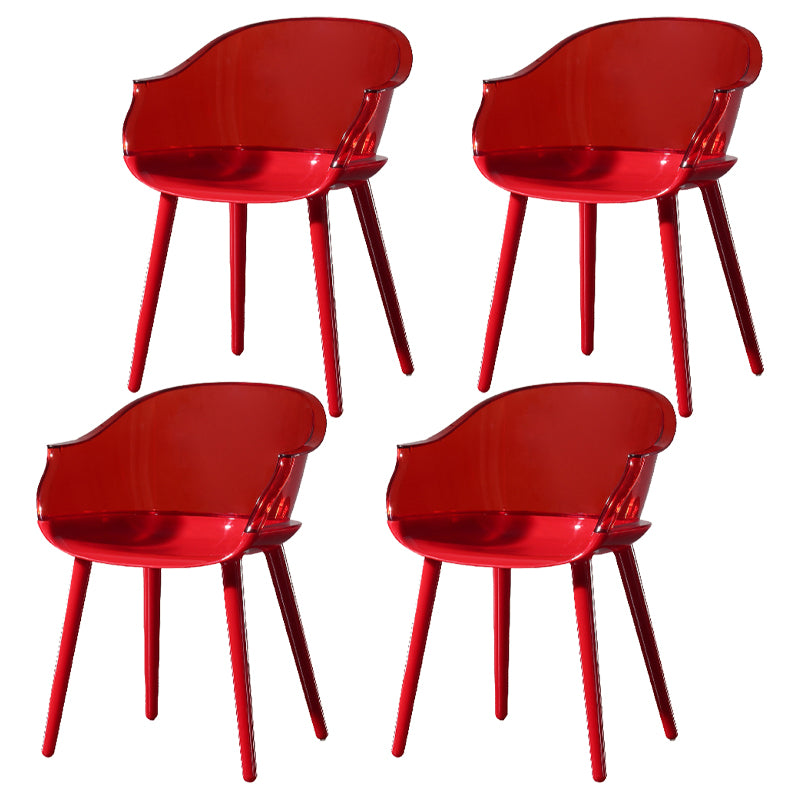 Glam Style Plastic Chair Solid Back Arm Dining Room Kitchen Chairs Set