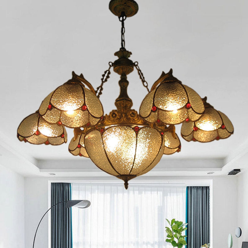 Plafond en forme de bol lampe de suspension Tiffany Tachage d'art en bronze Chandelier de plafond