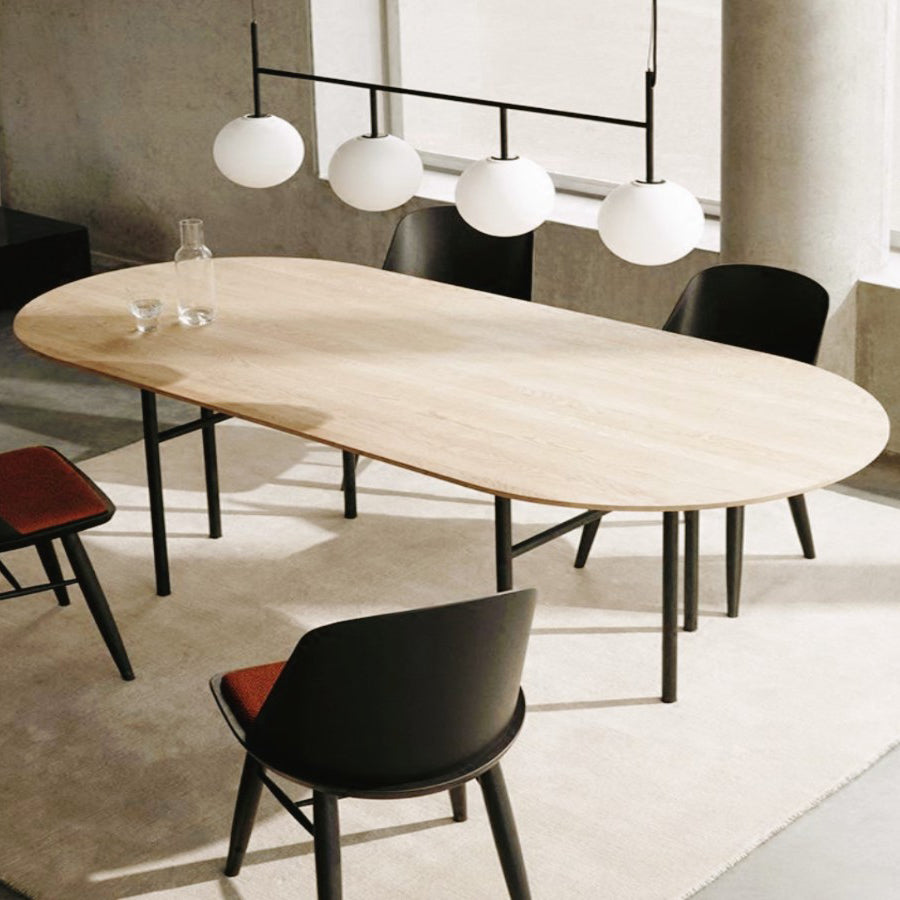 Metal Modern Oval Dining Table Wood Top Table for Dining Room and Kitchen
