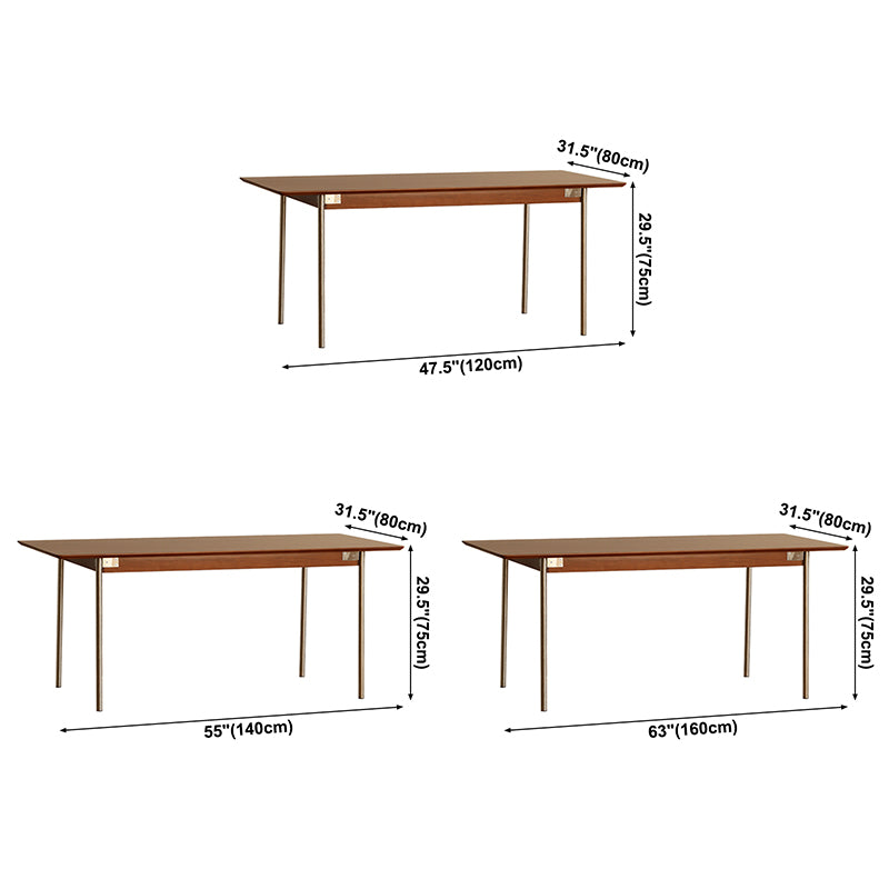 Tavolo da pranzo marrone minimalista cucina a forma di rettangolo tavolo da pranzo in legno massiccio con 4 gambe