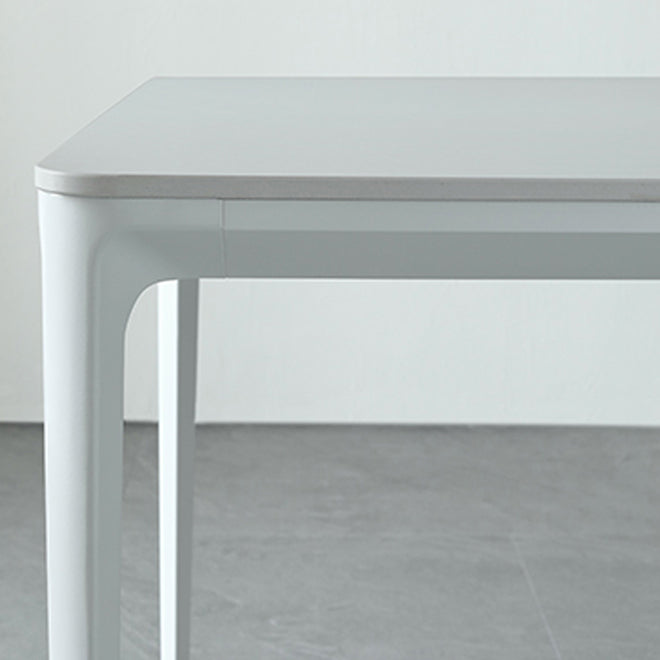 Modern White Kitchen Dining Table Sintered Stone Rectangle Shape Dining Table with 4 Legs Base