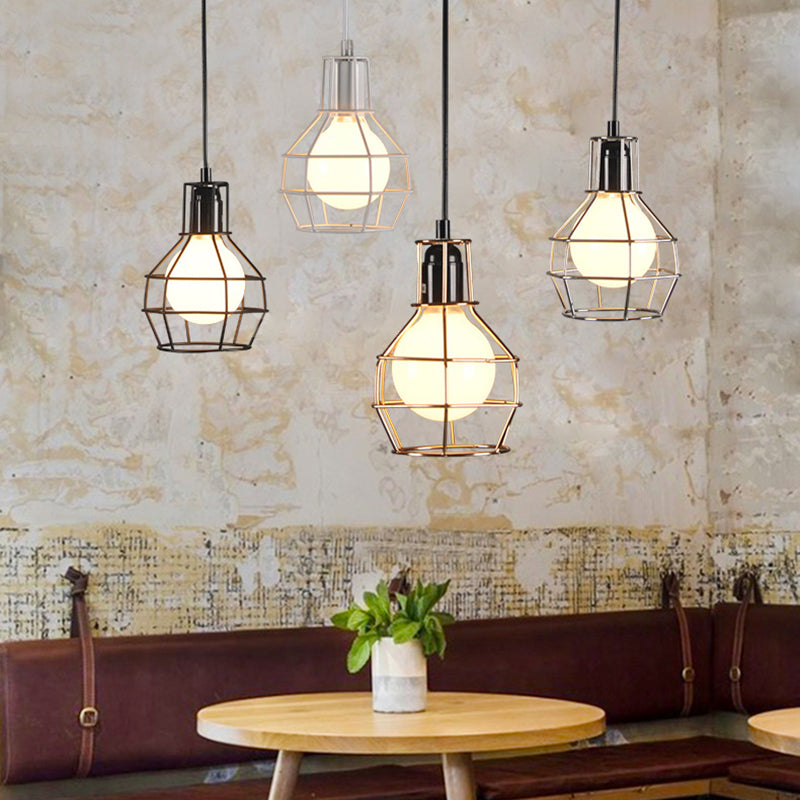 Industrial  Cage Pendant Light Glass 1 Light Pendant Lighting Fixtures