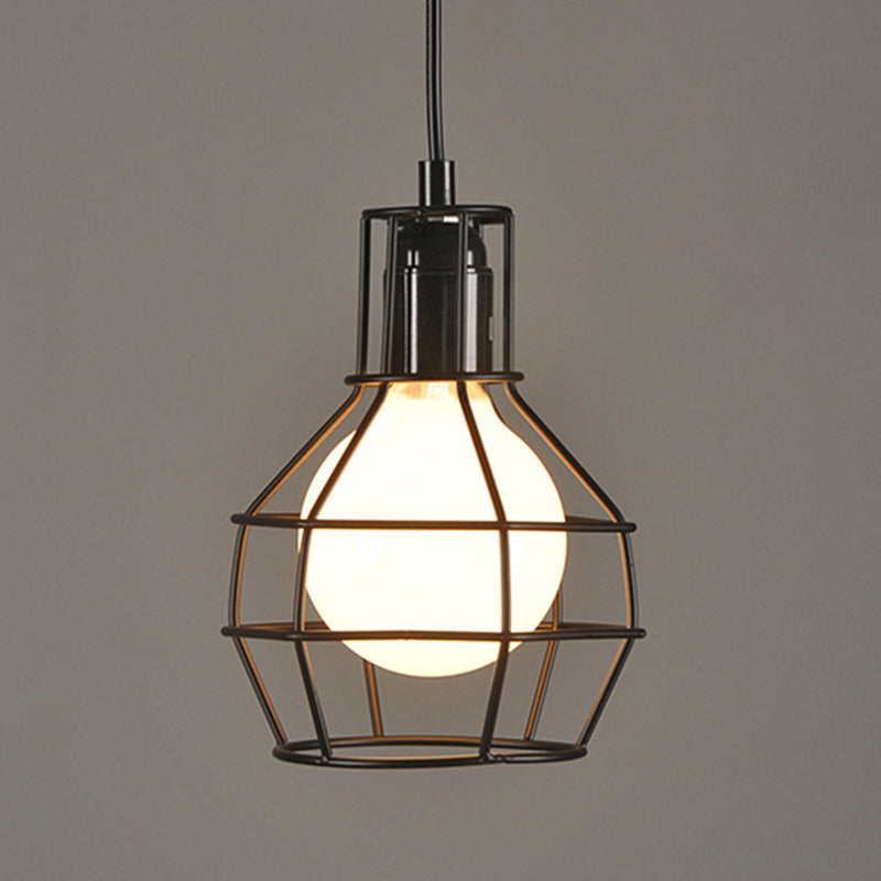 Industrial  Cage Pendant Light Glass 1 Light Pendant Lighting Fixtures