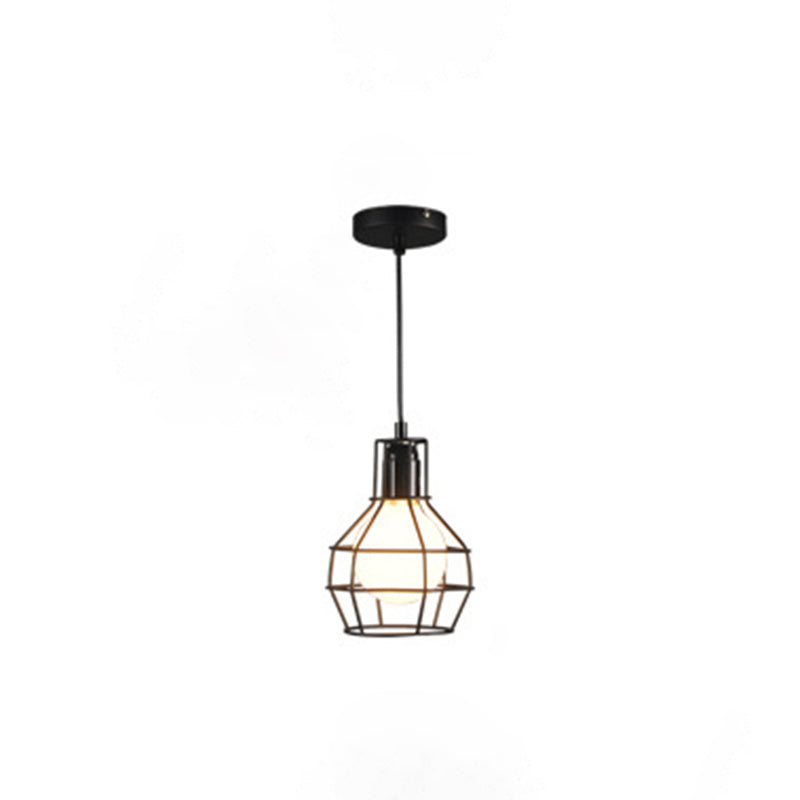 Industrial  Cage Pendant Light Glass 1 Light Pendant Lighting Fixtures