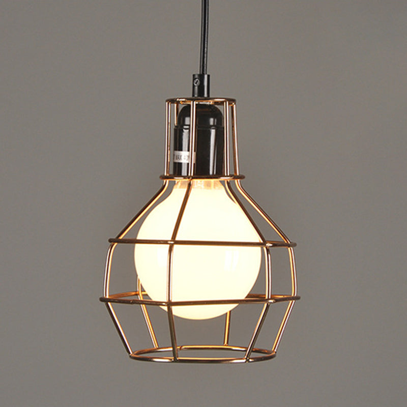 Industrial  Cage Pendant Light Glass 1 Light Pendant Lighting Fixtures