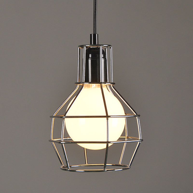 Industrial  Cage Pendant Light Glass 1 Light Pendant Lighting Fixtures