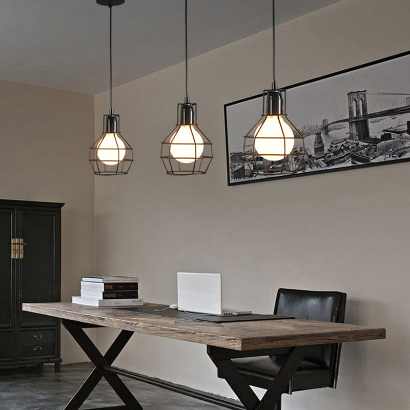 Industrial  Cage Pendant Light Glass 1 Light Pendant Lighting Fixtures