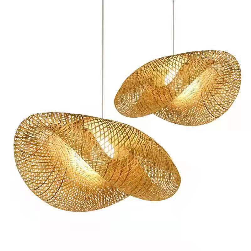 Japanese Pendulum Light Dome Rattan 1-Light Hanging Ceiling Light for Tea Room