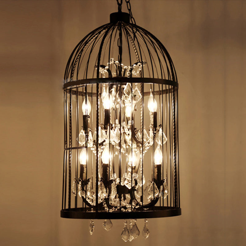 Industrial Style Chandelier Light Fixtures Iron Cage Hanging Chandelier for Restaurant