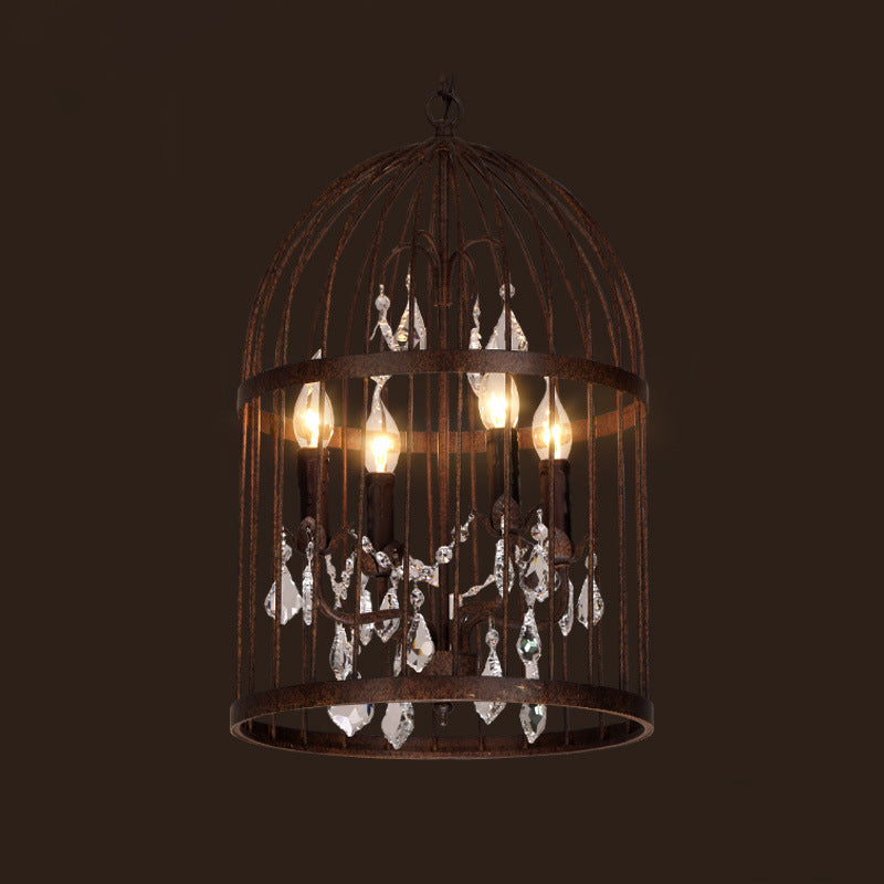 Industrial Style Chandelier Light Fixtures Iron Cage Hanging Chandelier for Restaurant