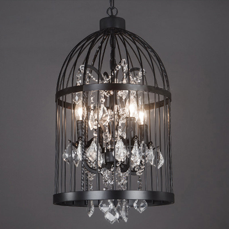 Industrial Style Chandelier Light Fixtures Iron Cage Hanging Chandelier for Restaurant