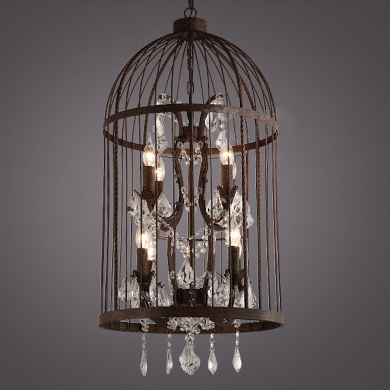 Industrial Style Chandelier Light Fixtures Iron Cage Hanging Chandelier for Restaurant