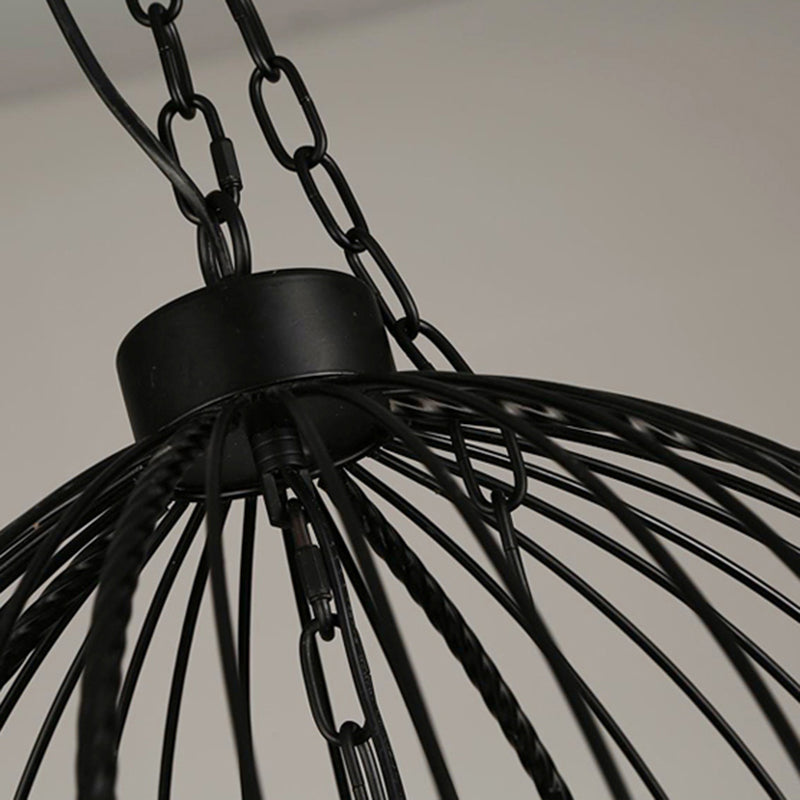 Industrial Style Chandelier Light Fixtures Iron Cage Hanging Chandelier for Restaurant