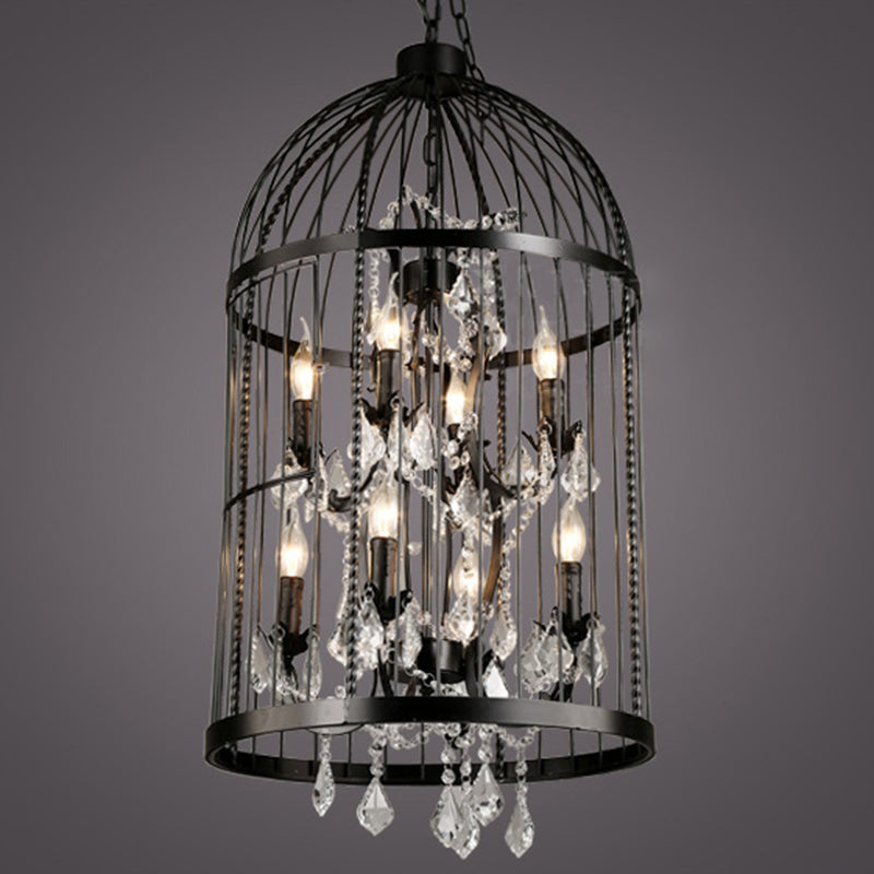 Industrial Style Chandelier Light Fixtures Iron Cage Hanging Chandelier for Restaurant