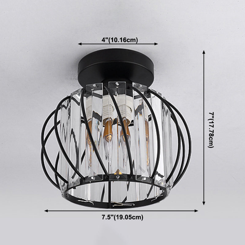 Lantern Semi Flush Light Fixtures Modern 1-Light Semi Flush Mount Lamp with Clear Crystal Shade