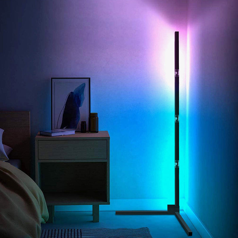 59 "Tubulaire LED -vloerlamp Minimalistisch metalen Woonkamer RGB Sfeer Licht in Zwart