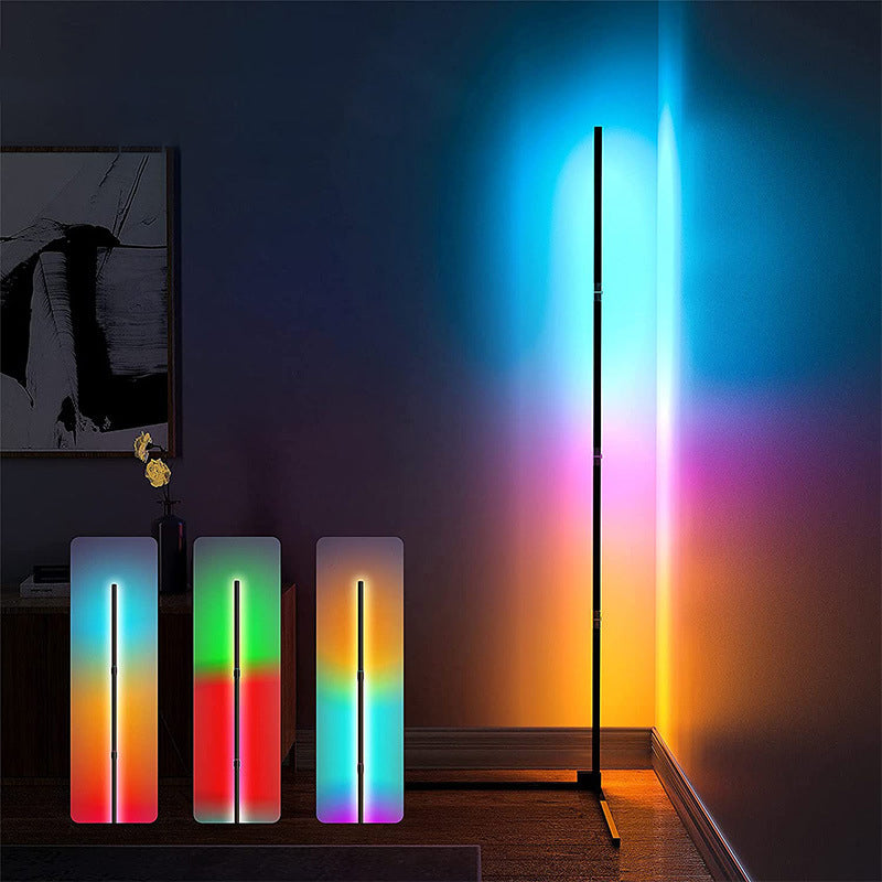 59" Tubular LED Floor Lamp Minimalist Metal Living Room RGB Atmosphere Light in Black