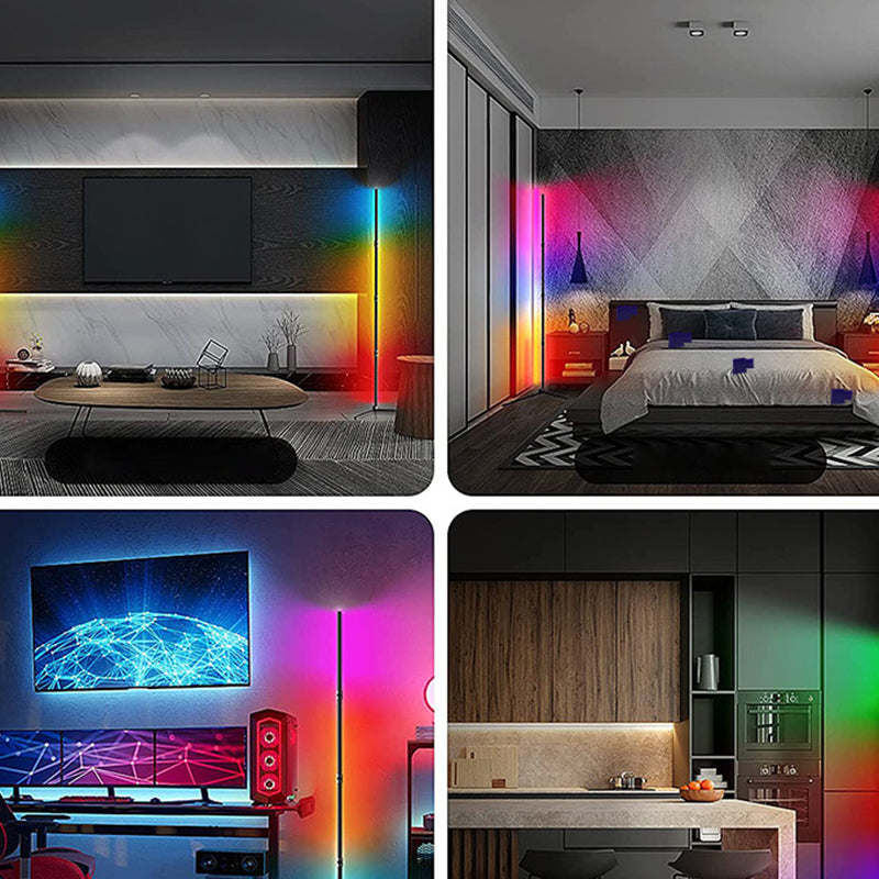 59 "Tubulaire LED -vloerlamp Minimalistisch metalen Woonkamer RGB Sfeer Licht in Zwart