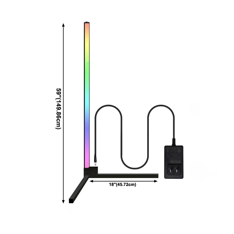 59" Tubular LED Floor Lamp Minimalist Metal Living Room RGB Atmosphere Light in Black