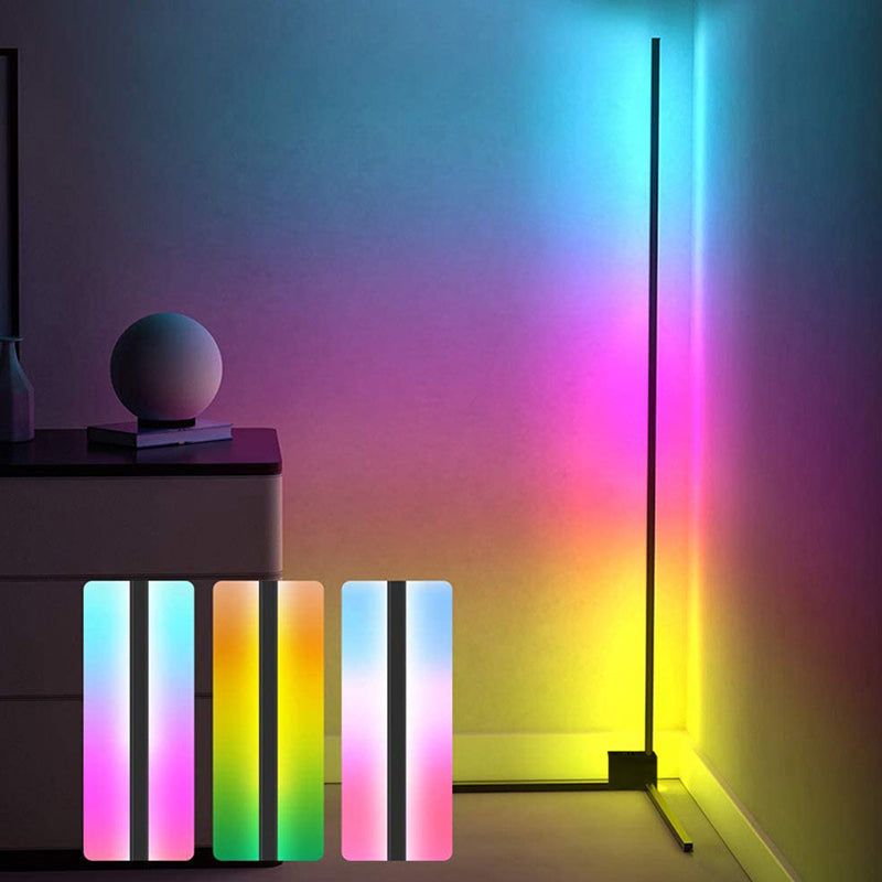 59 "Tubulaire LED -vloerlamp Minimalistisch metalen Woonkamer RGB Sfeer Licht in Zwart