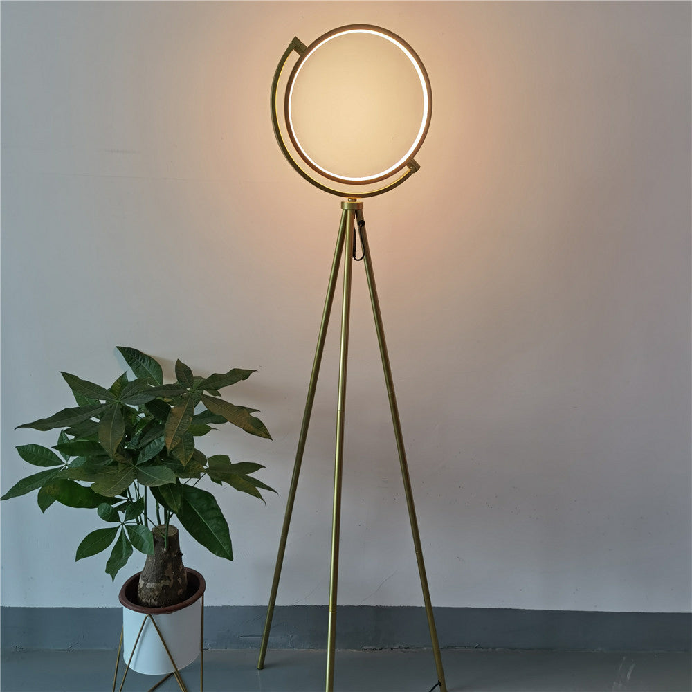 Black Ring Shaped Floor Light Simple Style Acrylic LED Stand Up Lamp for Bedroom