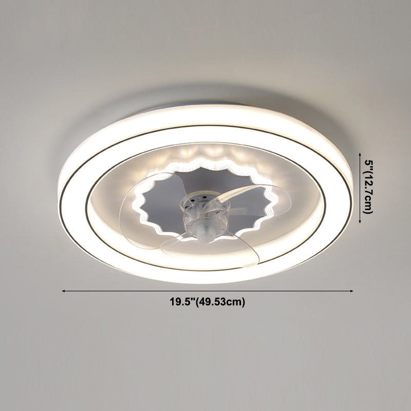 Circular Semi Flush Mount Light Simplicity Acrylic Bedroom LED Ceiling Fan Light