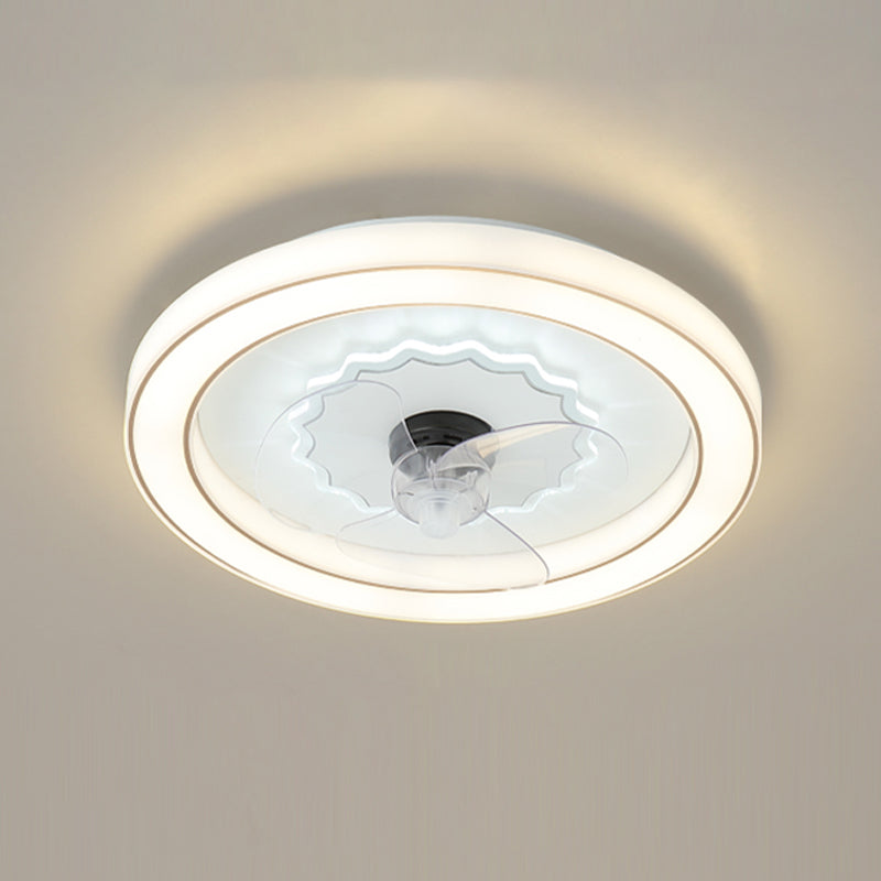 Circular Semi Flush Mount Light Simplicity Acrylic Bedroom LED Ceiling Fan Light