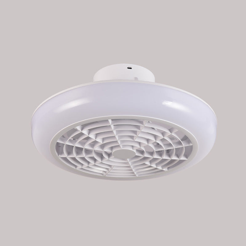 Simple Round Fan Lamp Fixture Acrylic Bedroom LED Semi Mount Lighting in White