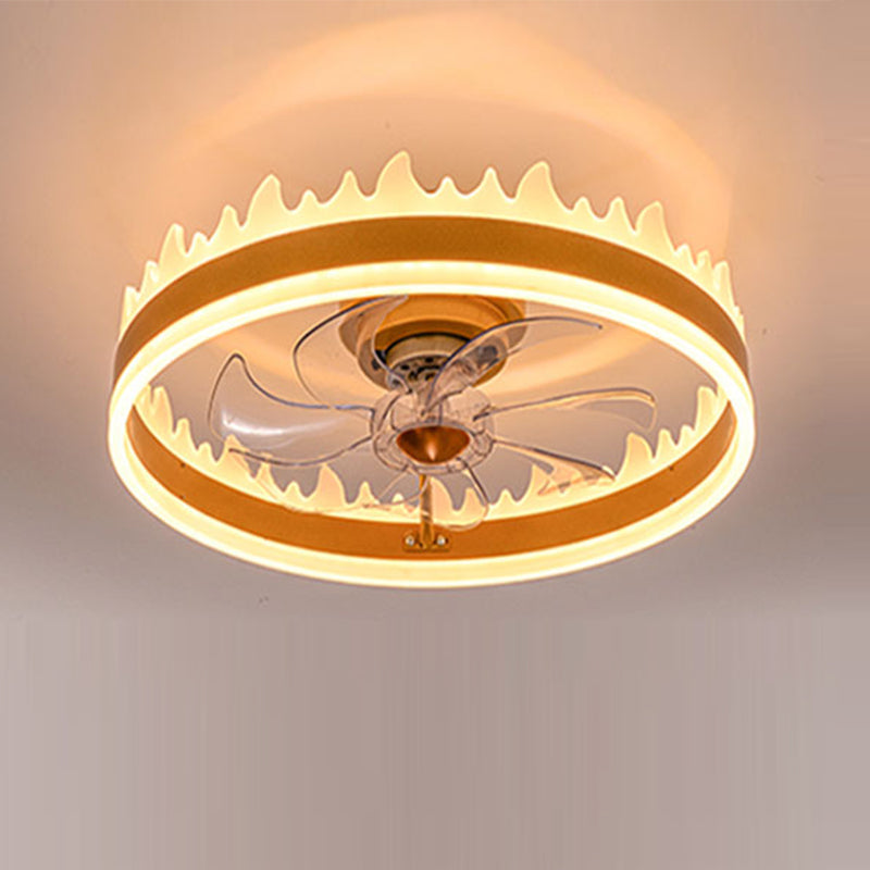 Macaron Crown Shaped Fan Lighting Acrylic Bedroom LED Semi Flush Light