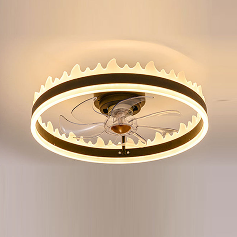 Macaron Crown Shaped Fan Lighting Acrylic Bedroom LED Semi Flush Light