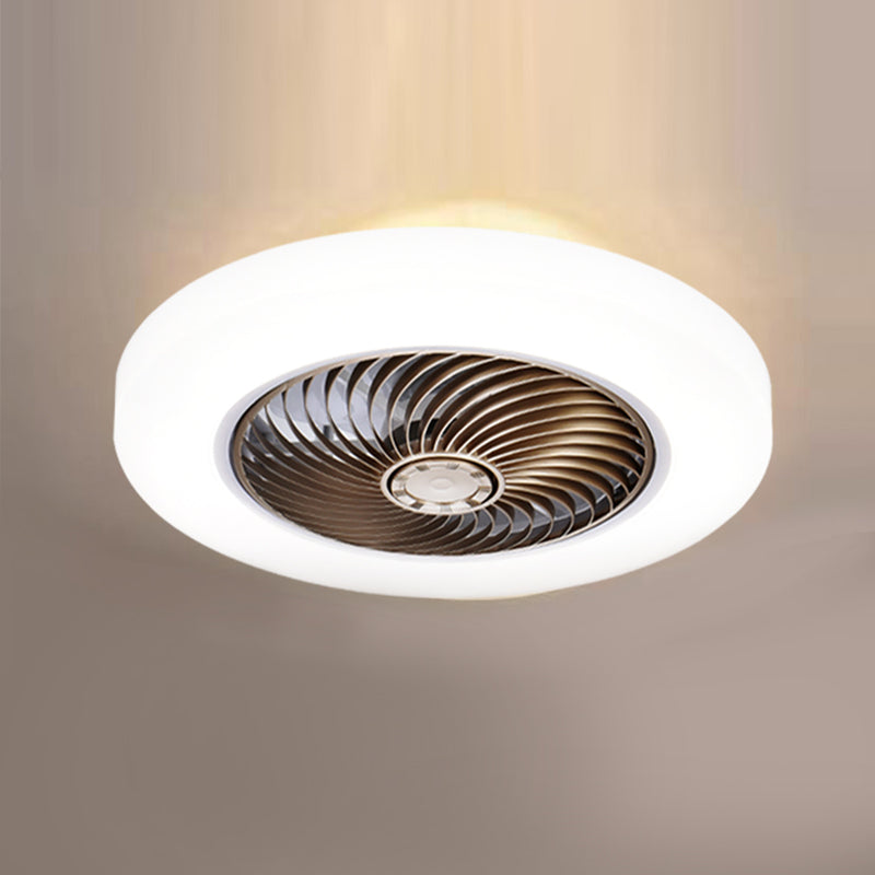 Acrylic Circular Fan Lamp Fixture Minimalism LED Semi Flush Mount Light for Bedroom