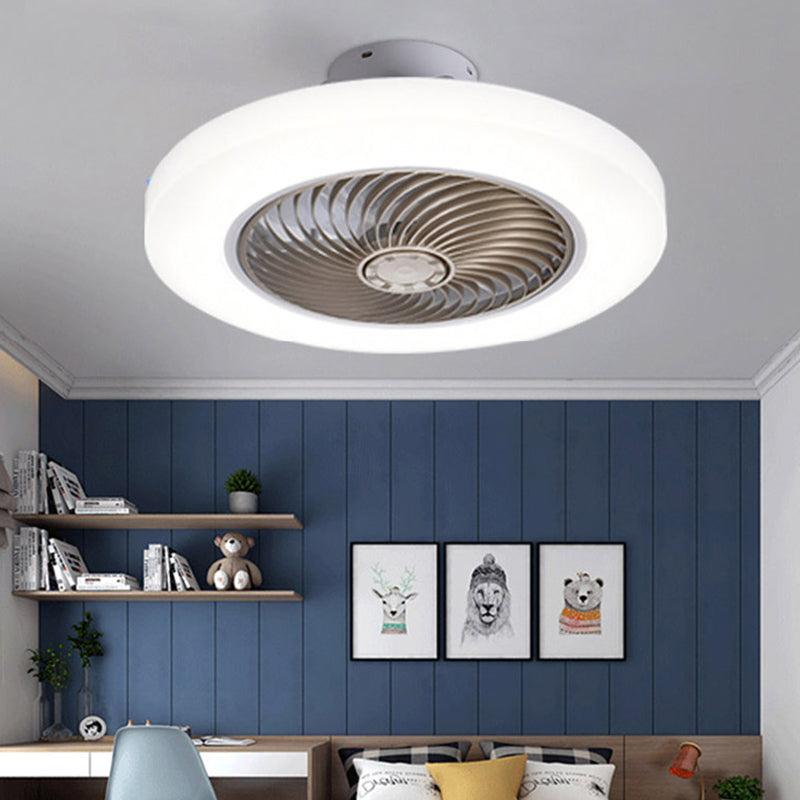 Acrylic Circular Fan Lamp Fixture Minimalism LED Semi Flush Mount Light for Bedroom