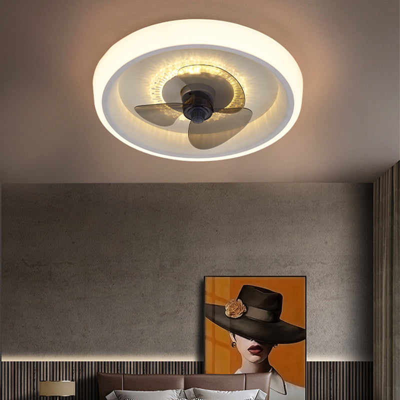 Stylish Circular Fan Light Nordic Acrylic Bedroom LED Semi Flush Mounted Light