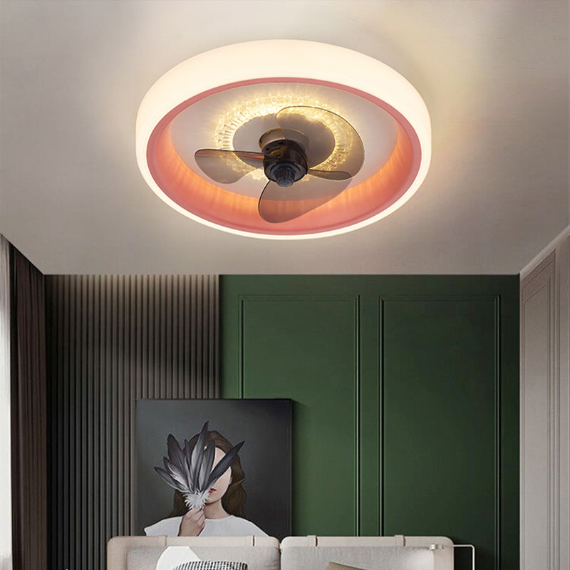 Stylish Circular Fan Light Nordic Acrylic Bedroom LED Semi Flush Mounted Light