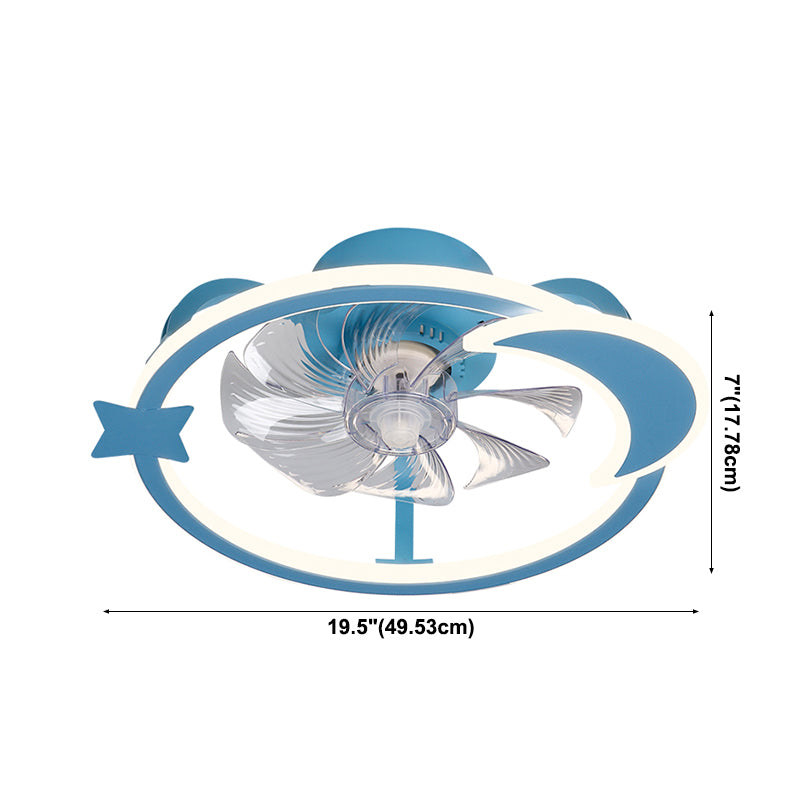 Lampada a ventola a soffitto circolare Cartoon, Lampada a monte a filo della camera da letto per bambini