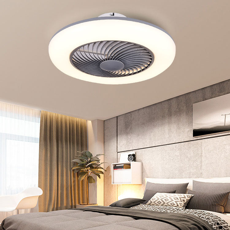 Round Fan Light Ceiling Fixture Macaron Acrylic Dining Room LED Semi Flush Light